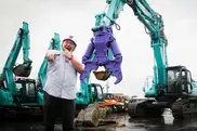 大割クラッシャー付解体用バックホー体験！