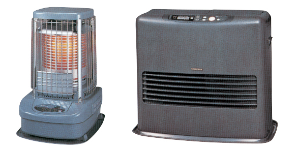 左がファンヒーター、右が温風ヒーター